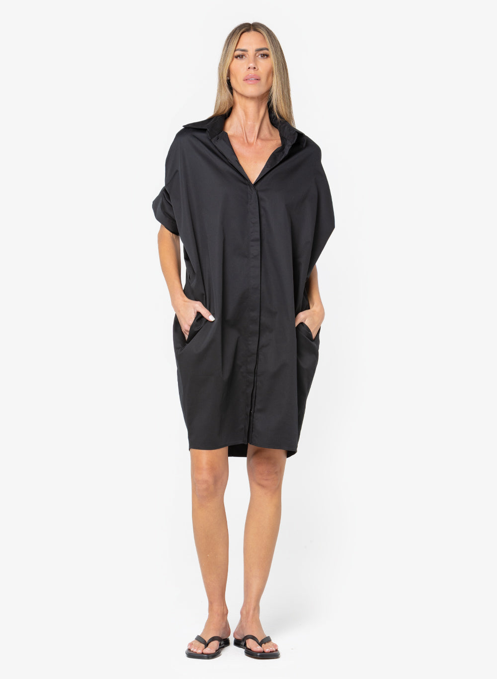 black oversized shirt dress Delta Dress